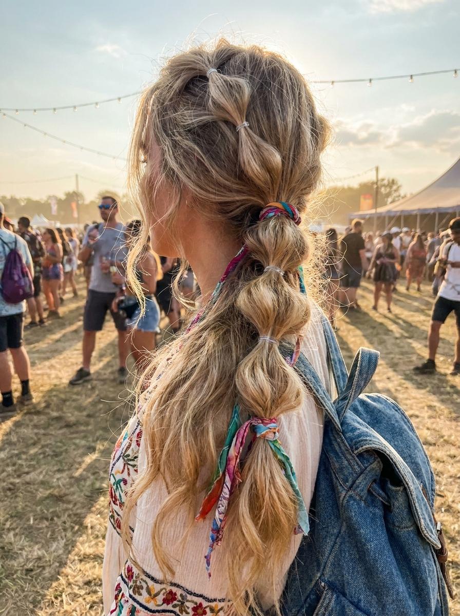 Zwei lockere Festival Zöpfe - Festival Frisur